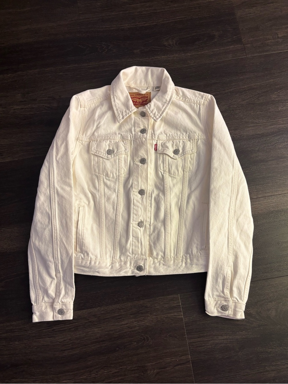 Levi's Women Slim Fit Original Trucker Jeans Jacket Inside Pockets White